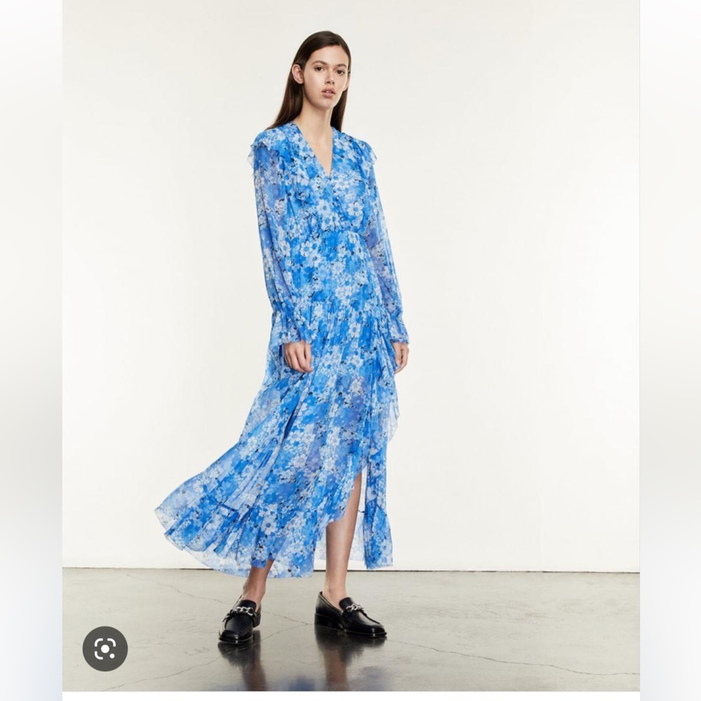 The Kooples blue floral maxi dress size 3 (L) new